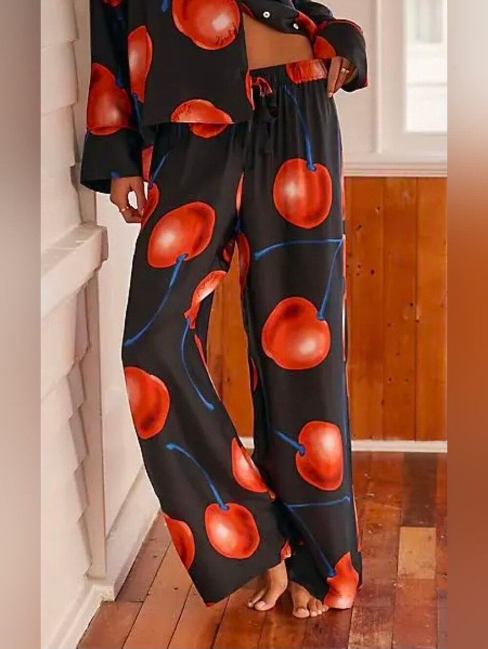 Anthropologie LyreBird Silky Cherry Pajama Pants